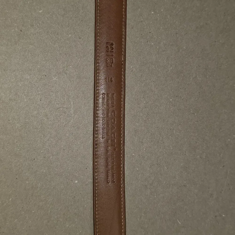 Vintage COACH British tan leather slim Ranger belt sz 32 Made in NYC, USA 114
